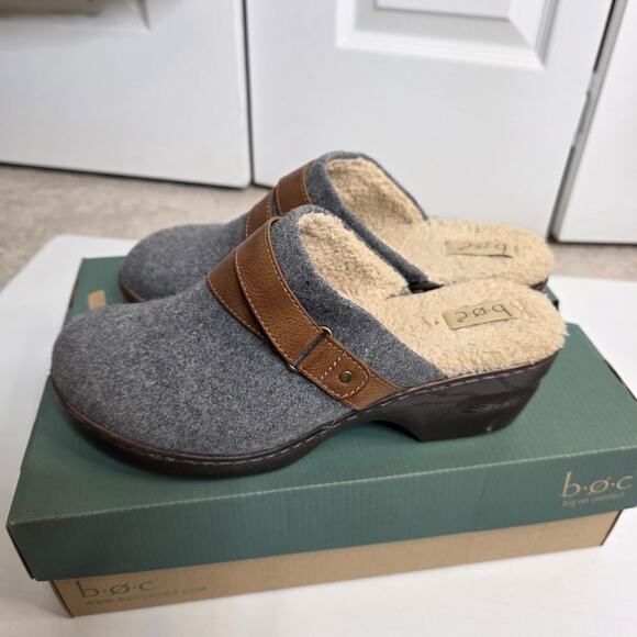 Born B.O.C. Mae Gray Wool Sherpa Lined Clogs Size 9 NWOT - Picture 3 of 12